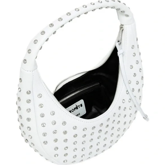 Retrofete White and Silver Hobo Bag with Polka Dot Design